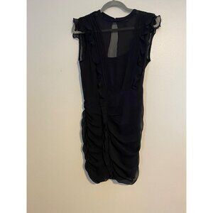 Express Black Ruched Sleeveless Dress Womens Size S Ruffle Detail Party Chic Art